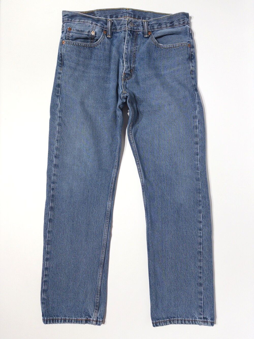 Levi's 505 100% Cotton Straight Leg Regular Fit Medium Wash Jeans Men Size 34x32
